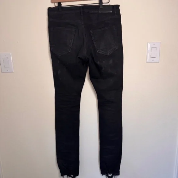 Purple Brand P0001 Skinny Jeans Men's Size 34 Black Distressed Streetwear Grunge